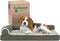 Furhaven Cooling Gel Dog Bed for Medium/Small Dogs, Removable Bolsters & Washable Cover, Two-Tone Plush Faux Fur, Dark
