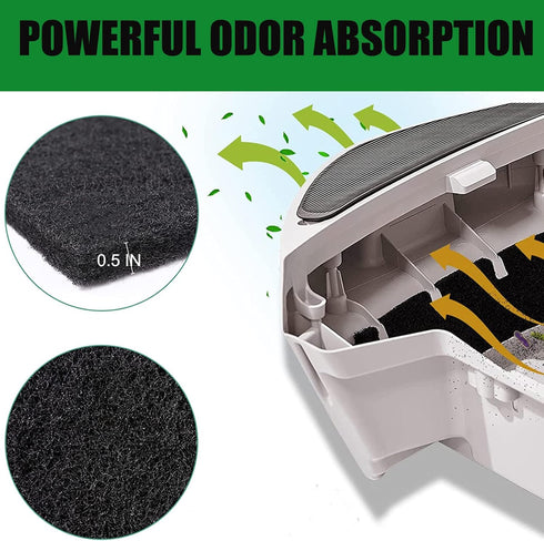 6 Pack Carbon Filters Replacement for Hooded cat Litter Box,Activated Carbon Filters Compatible with Litter-Robot 3-Replacement Filters Keep More Fresh and Absorbs Odors Easy Installation