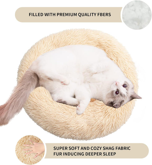 Nisrada Cat Beds for Indoor Cats, 20 Inch Dog Bed for Small Medium Large Dogs, Washable Round Pet Bed for Puppy and