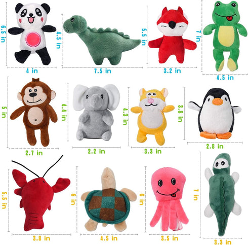 LEGEND SANDY Squeaky Dog Toys for Puppy, Small Medium Dogs, Stuffed Plush Pet Chew Toy Set, 12 Pack