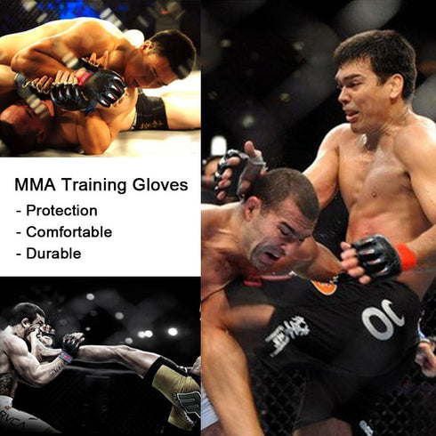 ZooBoo MMA Gloves, Half-Finger Boxing Fight Gloves with Adjustable Wrist Band, One Size Fits Most