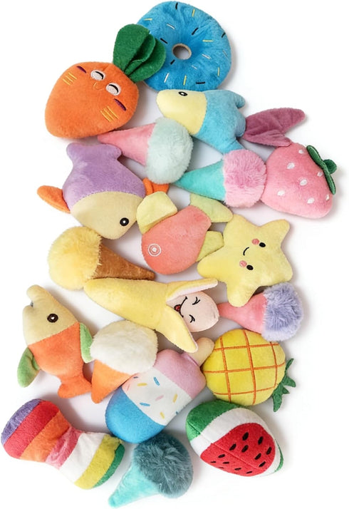 19 Pack Set Puppy Squeaky Dog Toys Plush Puppies,Cute Chew Pets Dog Toy with Squeakers for Small Dogs Playtime