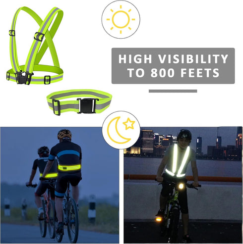 Reflective Running Vest - High Visibility Reflector Vest with Safety Straps
