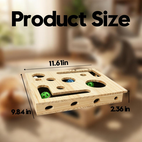 DBZ Cat Scratch Puzzle Enrichment Box, Pine Wood Cat Nail File Enrichment Box, No Need to Install Cat Nail File Box