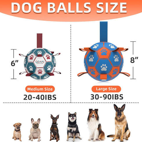 Dog Ropes Toys Soccer Ball with Straps, Interactive Tug of War Toy, Durable Water Balls for Medium & Large Dogs