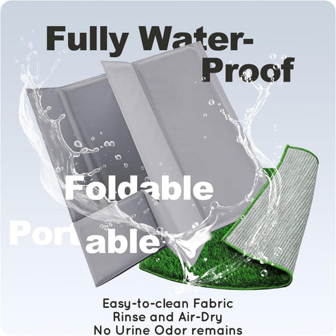 HQ4US 4LEGS Seamless, Dog Grass Pad with Tray Foldable Dog Litter Box High Walls, Odor Free Artificial Grass for Dogs