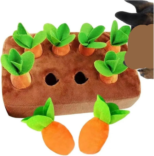Genrico Dogs(22.5 17.5CM) Carrots Enrichment Dog Puzzle Toys Hide and Seek Carrot Farm Patch Snuffle Toy for Puppy
