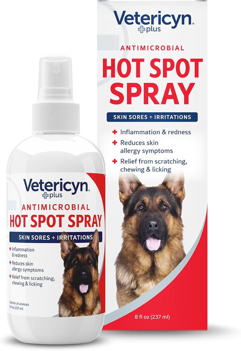 Vetericyn Plus Hot Spot Spray for Dogs, 8 Ounces, Skin Sores & Irritations Relief
