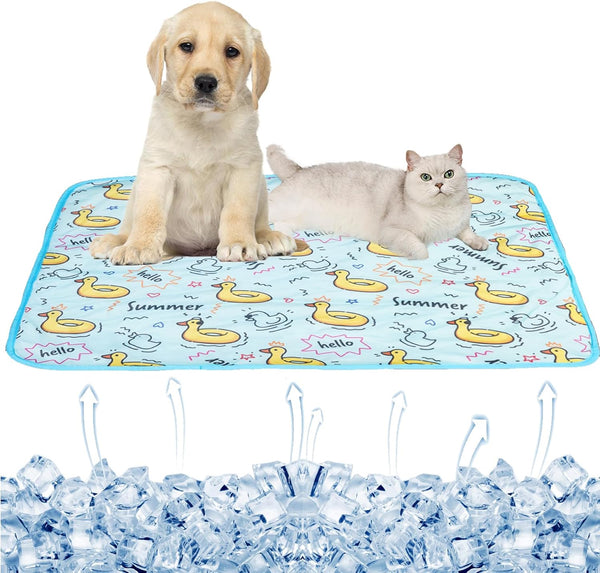Dog Ice Pad - Ice Silk Cats Kennel Mat, Pet Cooling Pad, Summer Cool Bamboo Mat, Breathable Pad (Duck, L)