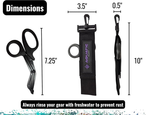 Stainless Steel Dive Scissors/Shears with Sheath and Swivel Clip for Fishing and Hunting