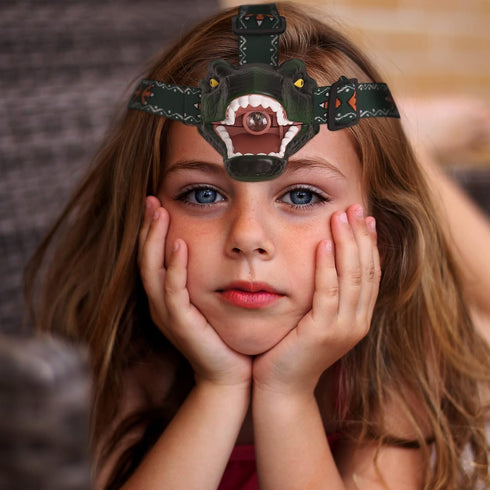 4 Dinosaur Kids Headlamp, T-Rex Dinosaur Led Headlamp Flashlight, Dinosaur Toy Headlamp Flashlight with Lighting Mode