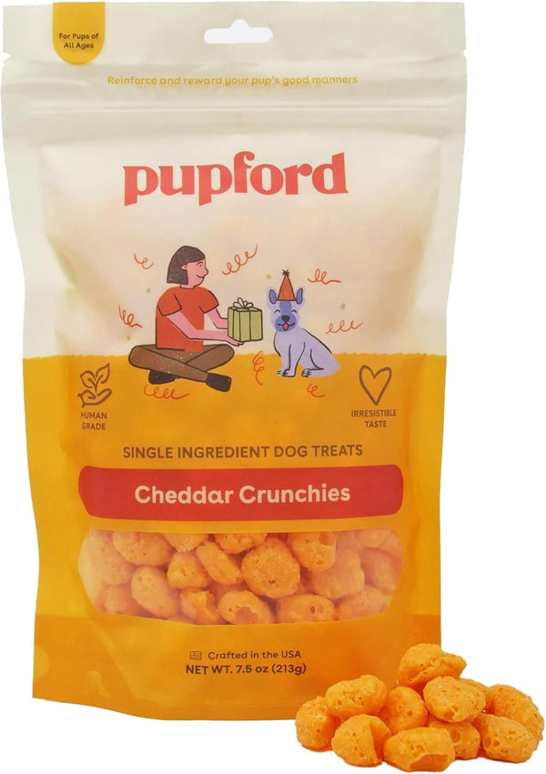 Pupford Cheese Crunchies, Premium Single-Ingredient Cheddar Treat for Dogs & Puppies (7.50 oz)