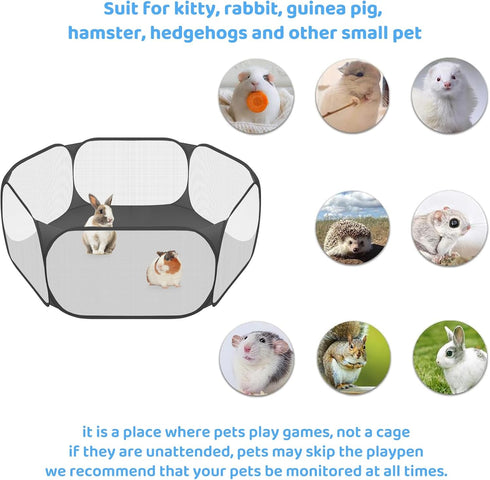 Small Animals C&C Cage Tent Breathable Transparent Pet Playpen Outdoor/Indoor Exercise Fence