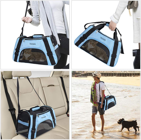 Airline Approved Cat Carrier, Soft-Sided Pet Travel Carrier for Cats, Dogs, Puppy Comfort Portable Foldable Bag