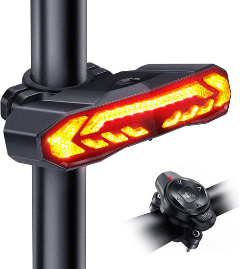 Smart Bike Tail Light with Turn Signals and Brake Light, Bike Alarm with Remote, Waterproof Bike Accessories