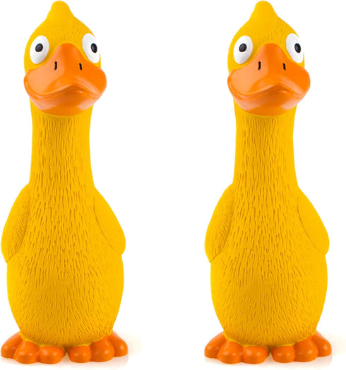 CHIWAVA 2 Pack 7.9 Inch Squeak Latex Dog Toy, Yellow Duck Interactive Play for Small and Medium Dogs