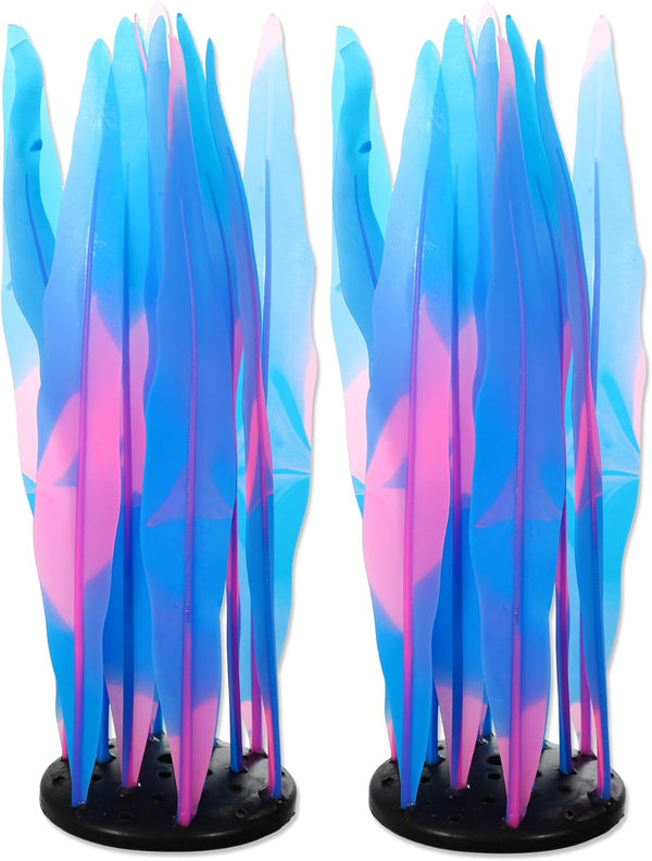 Aquarium Glowing Kelp Plant, Soft Silicone Fluorescence Coral Decor, 2pcs