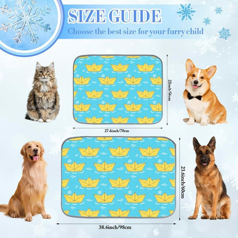 imiBBWQu Sailboat Summer Summer 27" 22" Cooling Dog Bed Paper Yellow Blue Dog Cooling Mat for Washable Pad for Bed Mat