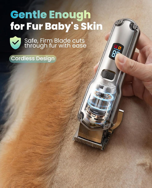 oneisall Dog Clippers for Grooming for Thick Heavy Coats/Low Noise Rechargeable Cordless Pet Shaver with Stainless
