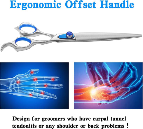 8'' Professional Dog Grooming Scissors, Heavy Duty Pet Shears for Grooming, Japan 440C Stainless Steel Sharp Smooth