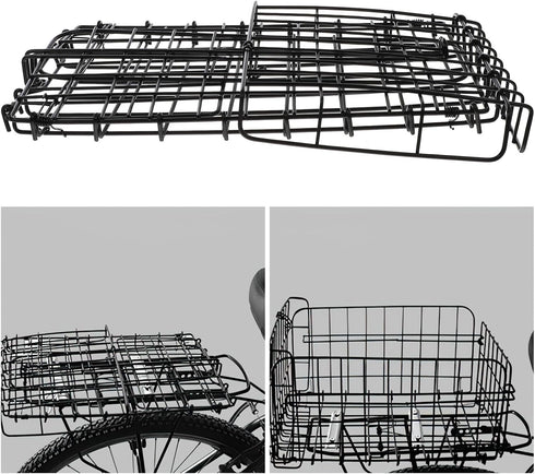 VALICLUD Foldable Electric Bike Basket Rear Storage Container Multipurpose Thicken Bike Basket for Adult E-Bike Cargo