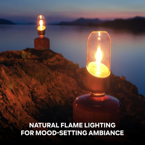 Fire-Maple Orange Camping Lantern, Glass & Steel, Propane or Isobutane Fuel Canister, No Mantles Needed