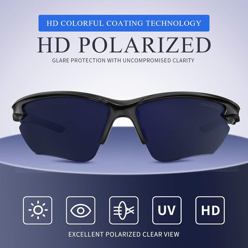 Polarized Sports Sunglasses for Men Women, Cycling Running Fishing Glasses with TR90 Unbreakable Frame