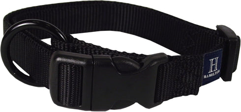 Hamilton Adjustable Nylon Dog Collar, Black, 3/4" Wide x 16-22" Neck for Small Medium Large Dogs