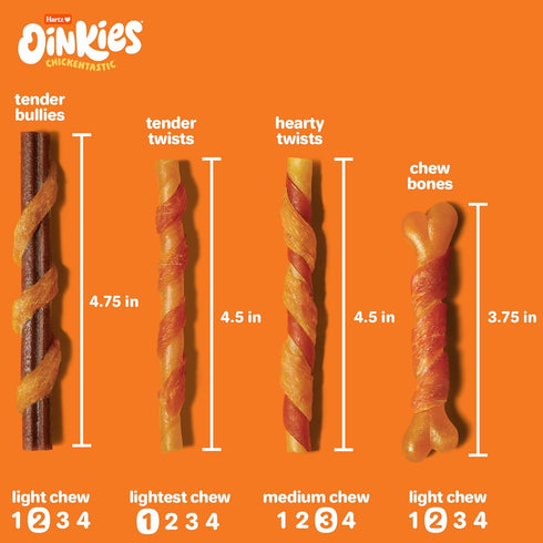 Hartz Oinkies Chickentastic Hearty Twists Dog Treats, Real Chicken Breast, Sweet Potato, 24 Count, 8.00 Oz