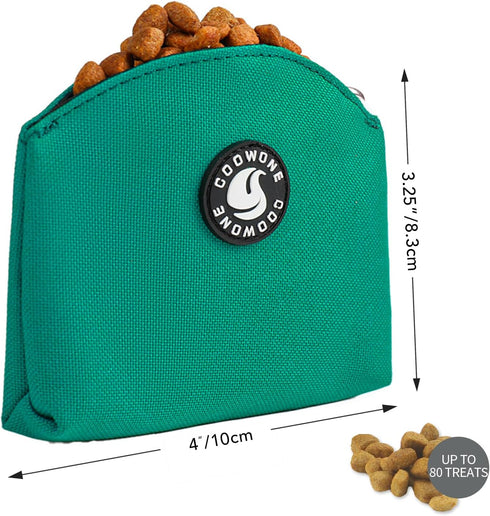 COOWONE Dog Treat Pouch, Magnetic Closure Small Dog Training Treat Pouch with Clip, Pocket Sized, Green