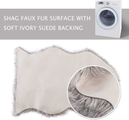 Faux Fur Dog Bed Rug, Plush Fluffy Ultra Cozy Pet Throw Rug for Dogs Cats, Luxury Soft Grey Sheepskin Rug, 24 by 36