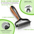 Deshedding Dog Brush - 2-in-1 Professional Undercoat Rake and Furminator for Long-Haired Dogs and Cats