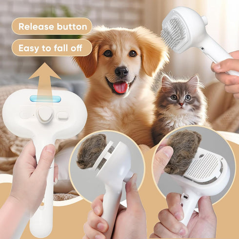 3-in-1 Cat Steam Brush Pet Grooming & Shedding Comb with Gentle Steam Spray, One-Click Hair Release, Steam Pet Brush