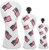 US Flag Patriotism Golf Club Head Covers | White for Driver, Fairway Hybrid Woods - 4 Options - Synthetic Leather Set