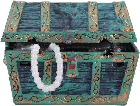Fdit Aquarium Decorations - Artificial Decorative Treasure Jewelry Box Ornament for Fish Aquarium Landscape (Green)
