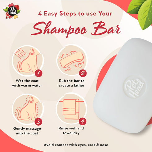 Pet Head Pomegranate Shampoo Bar for Dogs, 3in1 Cleanses, Hydrates & Nourishes All Dog Coats (3oz)