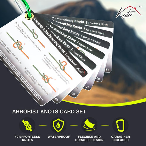 Outdoor Knots Mastery Guide, Essential Backpacking and Camping Pocket Size Knot Cards with Mini Carabiner