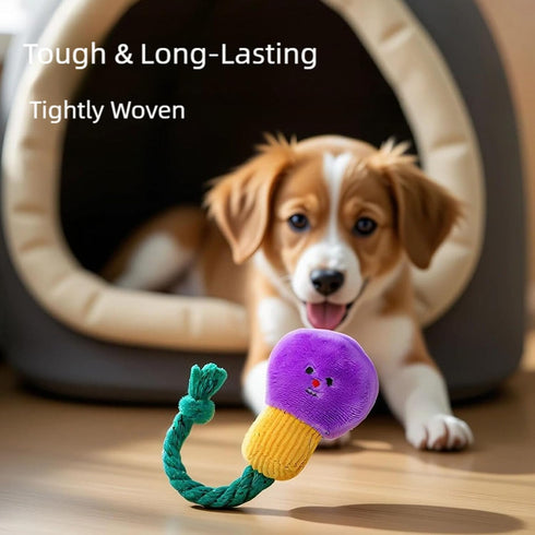 NIHUIFA Bulb Lovely Designs Pet Cotton Rope Chew Toy Squeaky Plush Teether Chewing Toy Help Teeth Bonding Activity