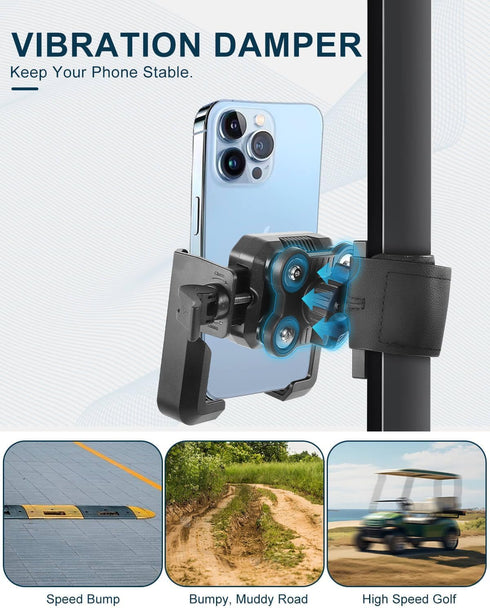 Golf Cart Phone Holder Mount - Magnetic with Vibration Dampener for EZGO/Club Car/Yamaha/ICON/Zone