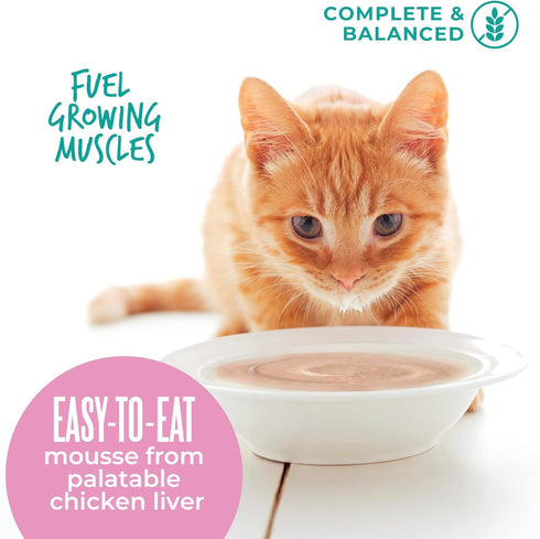 2.4 oz. (12 Count) Tiki Cat Baby Mousse Wet Cat Food, Chicken, Tuna & Chicken Liver, Pouch