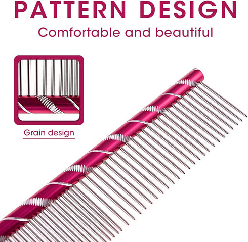Dog Comb By MEKBOK - Grooming Tool for Medium to Thick Coats - 8 Inch Length with Rounded Spine for Cats and Dogs