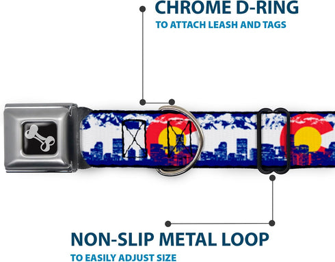 Buckle-Down 13-18" Colorado Skyline/Mountains Dog Collar, Wide Small Bone