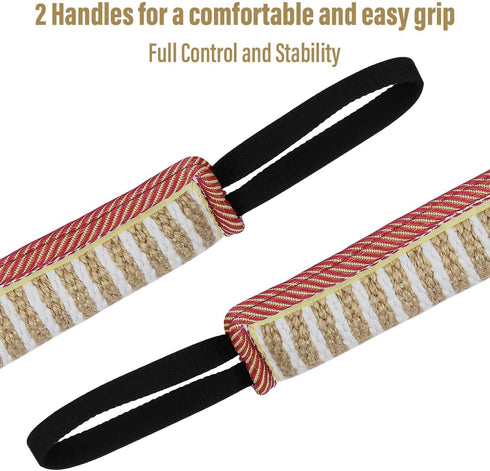 Dog Tug Toy, Jute Bite Pillow for Training, Best for Tug of War, Interactive Play for Small and Medium Dogs (Striped, 2