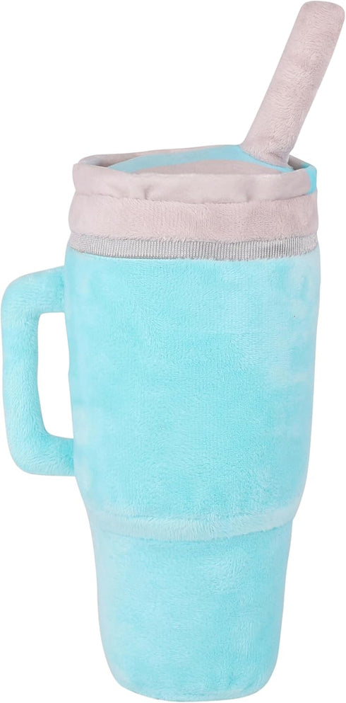Crinkle & Squeak Dog Toy, Stanley Cup Inspired, Soft Plush for Medium & Large Dogs (Turquoise)