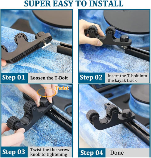 Kayak Paddle Holder Save Track Space Fishing Net Holder for Fishing Kayak Track Mount Accessories
