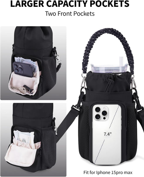 sportsnew 32/42/64oz 30/40oz Large Water Bottle Bag for Water Bottle,Water Bottle Holder Carrier with Strap for Tumbler