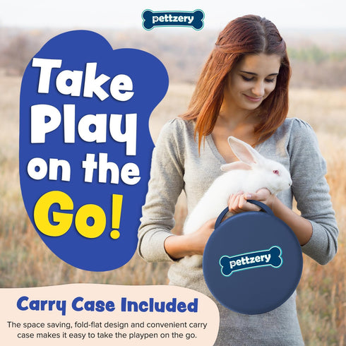 Pettzery (47"x23") Small Animal Playpen with Zippered Top, Portable Waterproof Pet Cage for Kitten, Bunny, Guinea Pig