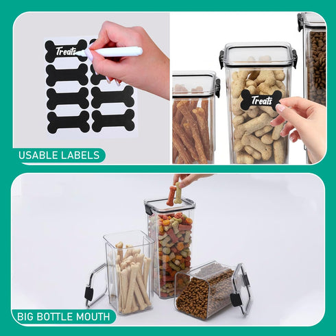 Lolytama 3 Set Pet Food Storage Containers, Airtight Dog Food Storage Container with Locking Clips, Dog Treat Container