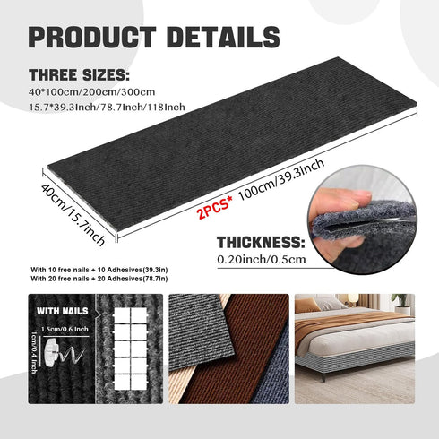 Trimmable 78.7x15.8In) Cat Scratching Climbing Carpet Mat, Adhesive Cat Post Covered Pad Replacement for DIY Cat Tree