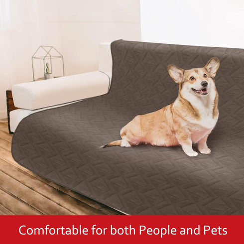 Waterproof Dog Bed Cover Blanket with Non-Skid Bottom, Couch Protector for Dogs, Mattress Protector, Chocolate (86" X